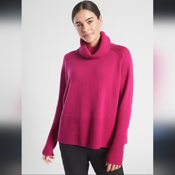 ATHLETA cashmere blend turtleneck cowl sweater fuschia pink rare limited edition - Picture 4 of 17